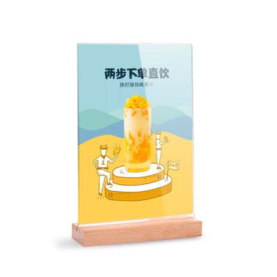 China No Magnets T Shape Acrylic Plexiglass Table Menu Sign Holder A4 A5 A6 100*200mm Ad Frame for sale