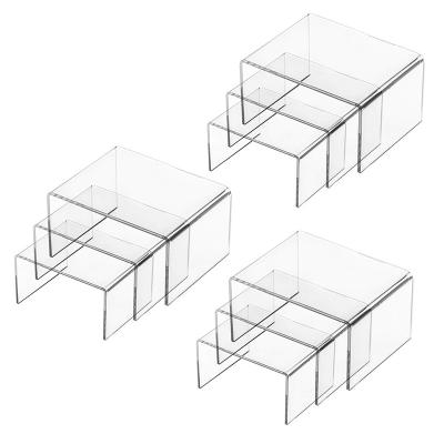 China U Shape / Acrylic Risers Racks Square Display For Funko Pop Figure , Clear Shelf Showcase Fixtures Cake Stands For Candy Dessert Table Decoration for sale