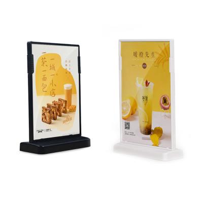 China Presentation Desk Double Sided T-shape Picture Frames Acrylic T/L Shape Table Sign Holder Display Stand for sale