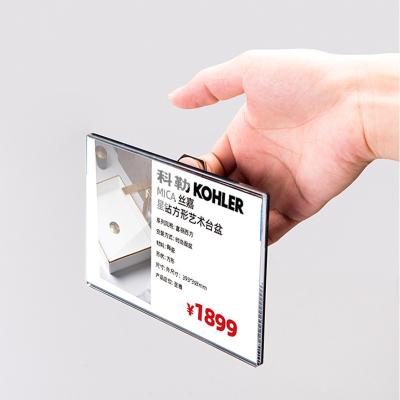 China Double Sided (Clear & Black Clear Acrylic Hanging Display Sign Holder Table Top Poster) Display Stand With Metal Bracket China Factory for sale