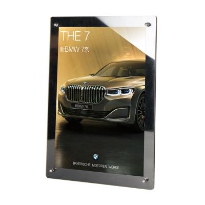 China Indoor Advertising Poster Show Black Custom Removable Adhesive Picture Frame Phone Frame Online Magnetic Wall Mount Acrylic Paper A4 Holder for sale