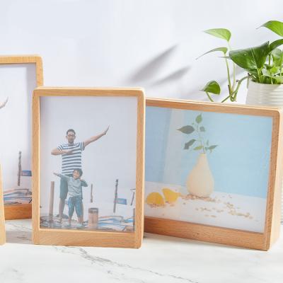 China Wholesale Nice Two Sides 5x7 6x8 Indoor Photo Frame Decorative Wooden Picture Frames Picture Display Frame Wooden Table Stands for sale