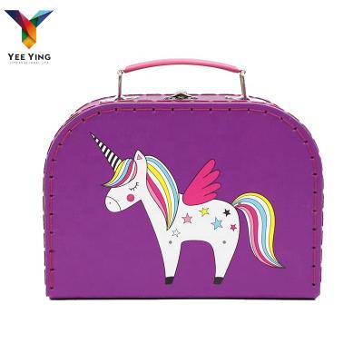 China Handmade Rainbow Horse Unicorn Baby Suitcase and Mini Suitcase Luxury Gift Packaging Boxes Cosmetic Packaging Paper SC8030-3 Handmade Accept for sale