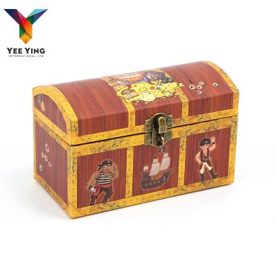 China Handmade Cute Paper Box With Handle Package Luxury Suitcase Recycled Favors Storage Cardboard Treasure Chest for sale