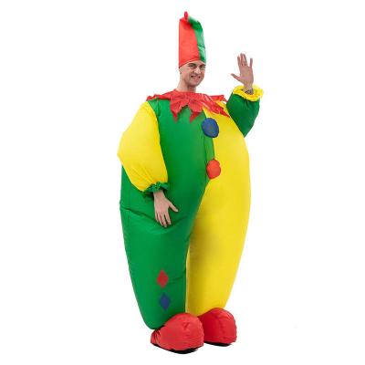 China Fat Clown Inflatable Costume For Halloween Cosplay Fancy Dress Blow Up Full Body Costume Jumpsuit For Adult 10001 for sale