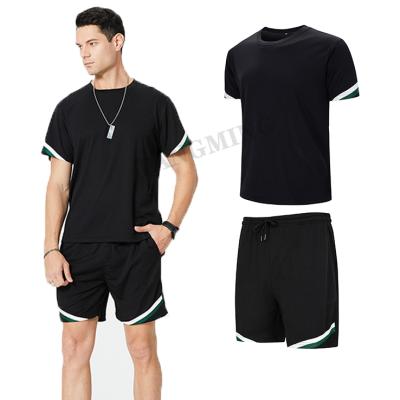 China Fashion Wholesale High Quality QUICK DRY Mens Summer Sports Fitness Jogger Sweatsuit Shorts Two Piece Set for sale