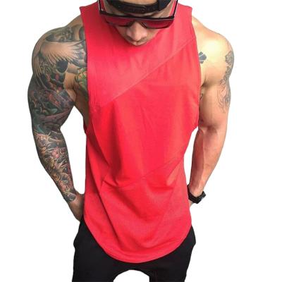 China 2022 summer fashion QUICK DRY gyms brand bodybuilding tank tops cotton patchwork mesh muscle shirt men's fitness sleeveless vest for sale