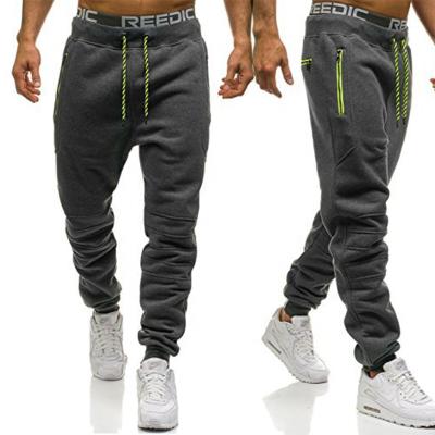 China New Solid Color Mens Viable Men's Trousers Casual Zipper Pocket Quilting Sweatpants Slim Jogger Sports Mens Trousers for sale