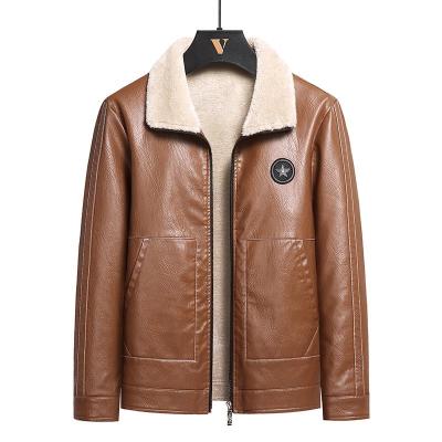 China Wholesale Winter PU Windproof Fleece To Keep Warm And Slim Men Real Leather Jacket With Fur M-8XL for sale