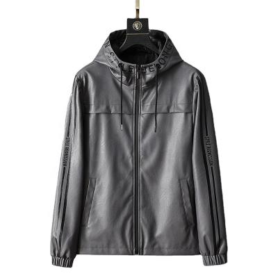 China Wholesale Bulk Copy 2022 Spring Fashion Windproof Zippered Oversized Leather Hoodie Jacket For Men for sale