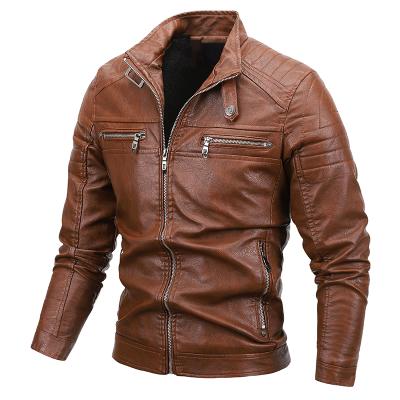 China 2021 Wholesale Windproof New Style Handsome Punk Zipper Embellished Mens Leather Jacket for sale