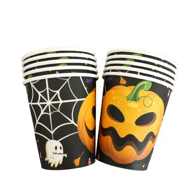 China Bio-degradable Disposable 8oz/12oz/16oz Paper Cups PE Coated Ripple Halloween Double Wall Coffee Paper Cup for sale