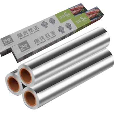 China Eco-Friendly Food Grade Hotsale Sale Kitchen Use Aluminum Foil Rolls Food Grade Aluminum Heavy Duty Aluminum Foil with Color Box for sale