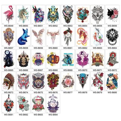 China Temporary Semi Permanent Flower Full Arm Tattoo Sticker Durable Waterproof Carp Wolf Head Men Disposable Stickers Tattoo for sale