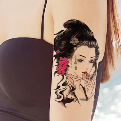 China Temporary Temporary Flower Arm Waterproof Tattoo Stickers Black Carp Death Great Sage Geisha Cover Scar Half Arm Tattoo Stickers for sale