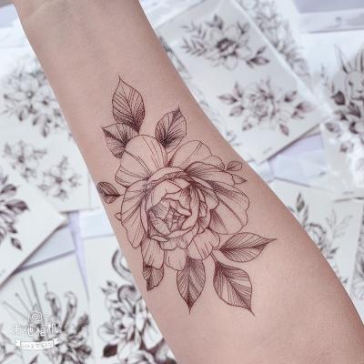 China Temporary 2022 New Waterproof Tattoo Stickers Colored Black Skull Dark Small Simple Line Plain Flower Arm Tattoo Stickers for sale