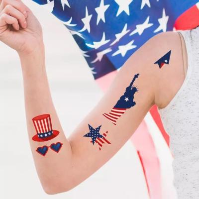 China Temporary 2022 Hot Sale Waterproof American Independence Day Nations Flag Balloon 4th Of July Patriotic Temporary Tattoos Stickers for sale