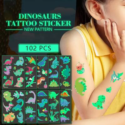 China Temporary Halloween Luminous Tattoo Sticker Waterproof Durable Fluorescent Green Children New Cartoon Face Luminous Tattoo Sticker for sale