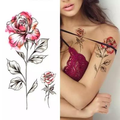 China Temporary 2023 Personalized Waterproof Temporary Tattoo Sexy Body Back Sticker Hand Intimate Tattoo Stickers Rose Flower For Women for sale