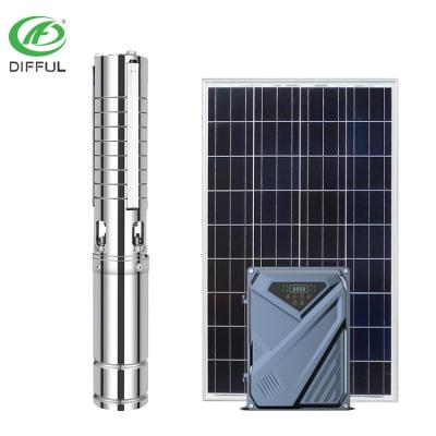 China High efficiency 3hp solar water pump bomba dc submersible dc solar submersible submersible water pump for sale