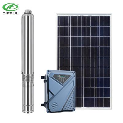 China 304 S/S motor shaft solar water pump ac/dc 200m solar pressure submersible pump for sale