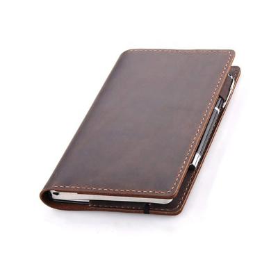 China Business PU Leather Journal Cover Fits For Large Hard Cover Notebook, Small Pocket PU Leather Business Notebook Lined Memo Pad Holder To Take for sale