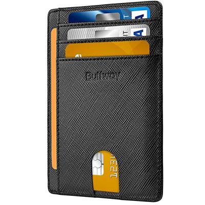 China Fashion Minimalist Thin Front Pocket RFID Blocking Leather Wallets For Women Men for sale