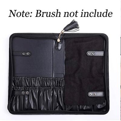 China Fashion Professional Makeup Brushes Organizer Bag Makeup Artist Cosmetic Case Portable Makeup Handbag Black Leather Travel (Bag Only) for sale