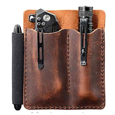 China Business Pocket Leather Organizer, Pocket Slip, Pocket Knife Pouch, EDC Carrier, with Pen Loop, Daily Carry Organizers for sale