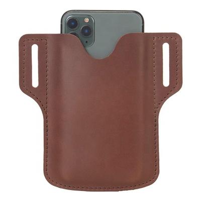 China Leather Holster Men Business Cell Phone Case Simple Universal Waist Bag Sheath With Belt Loop for sale