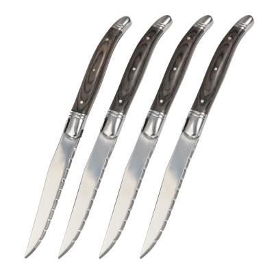 China High Sustainable 4pcs/Set Made Black Pakka Wooden Dinnerware Set Wooden Flatware Collection Stainless Steel Steak Knives for sale