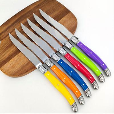 China Sustainable 6 Pieces Stainless Steel Steak Knife Set Blade Food Knives With Plastic Handles Dinner Table Knives For Home for sale