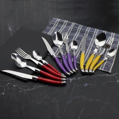 China Shippingsun 4pcs Stainless Steel Viable Cutlery Set Laguiole Dinner Knife Fork Spoon Steel Utensil for sale