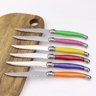 China Viable 6pcs Stainless Steel Laguiole Steak Knife Set Dinner Table Knife Flatware Dessert Knife Set For Dinner for sale