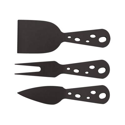 China Shoppingsun 3pcs Viable Cheese Knife Set Black Cheese Slicer Cutlery Set Tableware Knife Set for sale