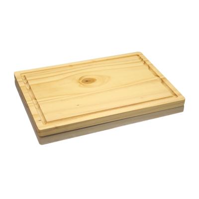 China Cheapest Sustainable Wooden Cutting Board Pine Chopper With Groove Promotion Cheese Serving Board Set for sale