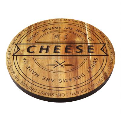 China Round Cheese Viable Wood Board Kitchen Acacia Chopping Plates Solid Wood Tray Kitchen Tools Food Serving Dish for sale