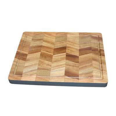 China 2021 New End End Acacia Grain Cutting Board Large Wood Kitchen Sustainable Wooden Cutting Plate Kitchen Serving Chopper Tray for sale