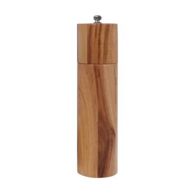 China 8 Inch Acacia Wood Salt and Pepper Grinder Multifunctional Wooden Manual Adjustable Pepper Mills Kitchen Tools for sale