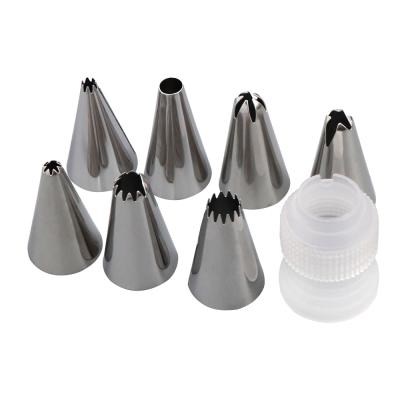 China 7Pcs Stainless Steel Pastry Nozzle Set Icing Piping Nozzle Pastry Tips Cupcake Baking Cake Decorating Tools for sale