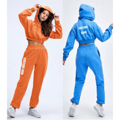 China Women's Casual Two Piece Logo Two Piece Pants Set Custom Made Spring Tracksuit Winterjogger Sweatsuit Breathable Velor Velor Tracksuit for sale