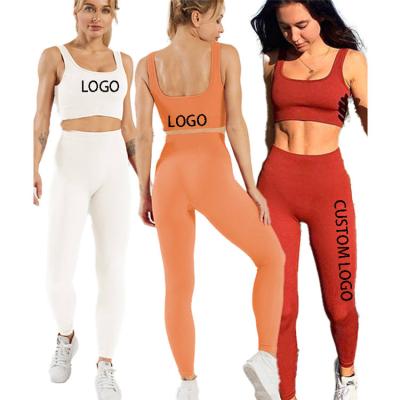 China LOGO Women Breathable Yoga Top Bra Custom Sports Wear Set Printed Yoga Gym Leggings Sets For Women for sale