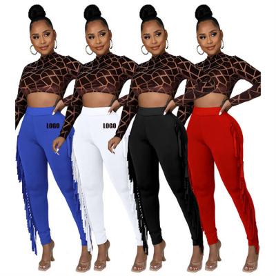 China High Breathable Elastic Waist Pleated Tassel Casual Plus Size Women Thick Multi Color Casual Pants Stacking Sports Tracksuit for sale