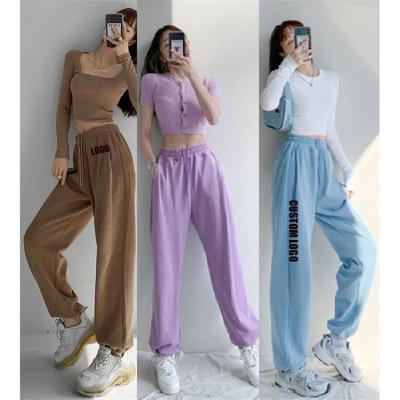 China Breathable Streetwear Trouser Pants Ladies Loose Sweatpants Customize Logo Drawstring Sport Female Trousers Cotton Plus Size Plain for sale