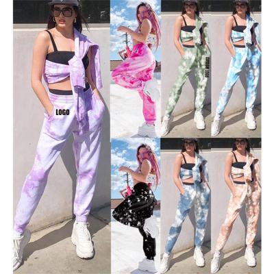 China Breathable Cotton Print Wide Leg Pants High Waist Sweatpants Customized Logo Women Sweatpants Pants for sale