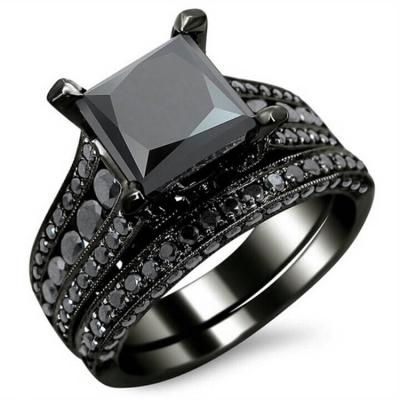 China Fashion High Quality Diamond Jewelry Rings For Men Black Shiny Black Fashion for sale