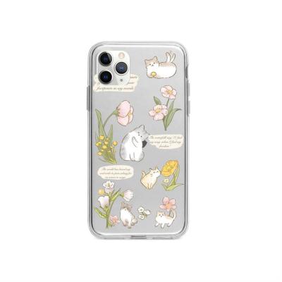 China 2021 Latest Hot Selling Anti-fall Cat Flowers Transparent Soft Shell Phone Cover For iPhone 12 for sale