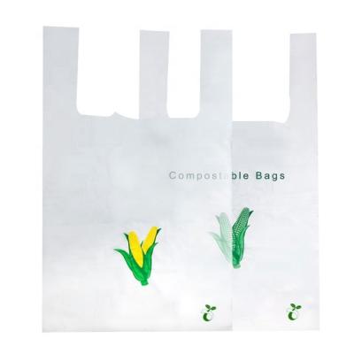 China 100% BIODEGRADABLE Custom Supermarket Eco Friendly Compostable Ads Recycled Green Biodegradable T Shirt Bags for sale