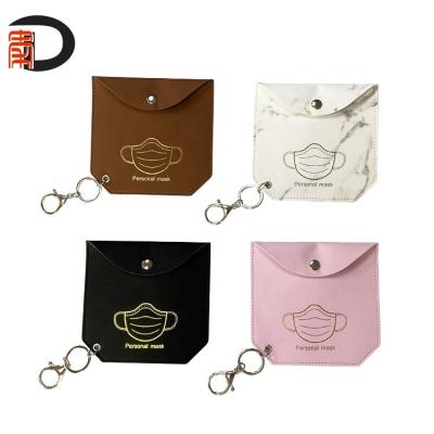 China Custom PU Logo Facemask Case Keyring Dust Printed Recyclable RTS ECO Leather Custom Bags for sale