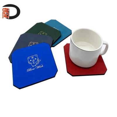 China Durable Waterproof RTS PU Leather Coasters For Drinks Shape Custom Coaster With LOGO Sublimation for sale